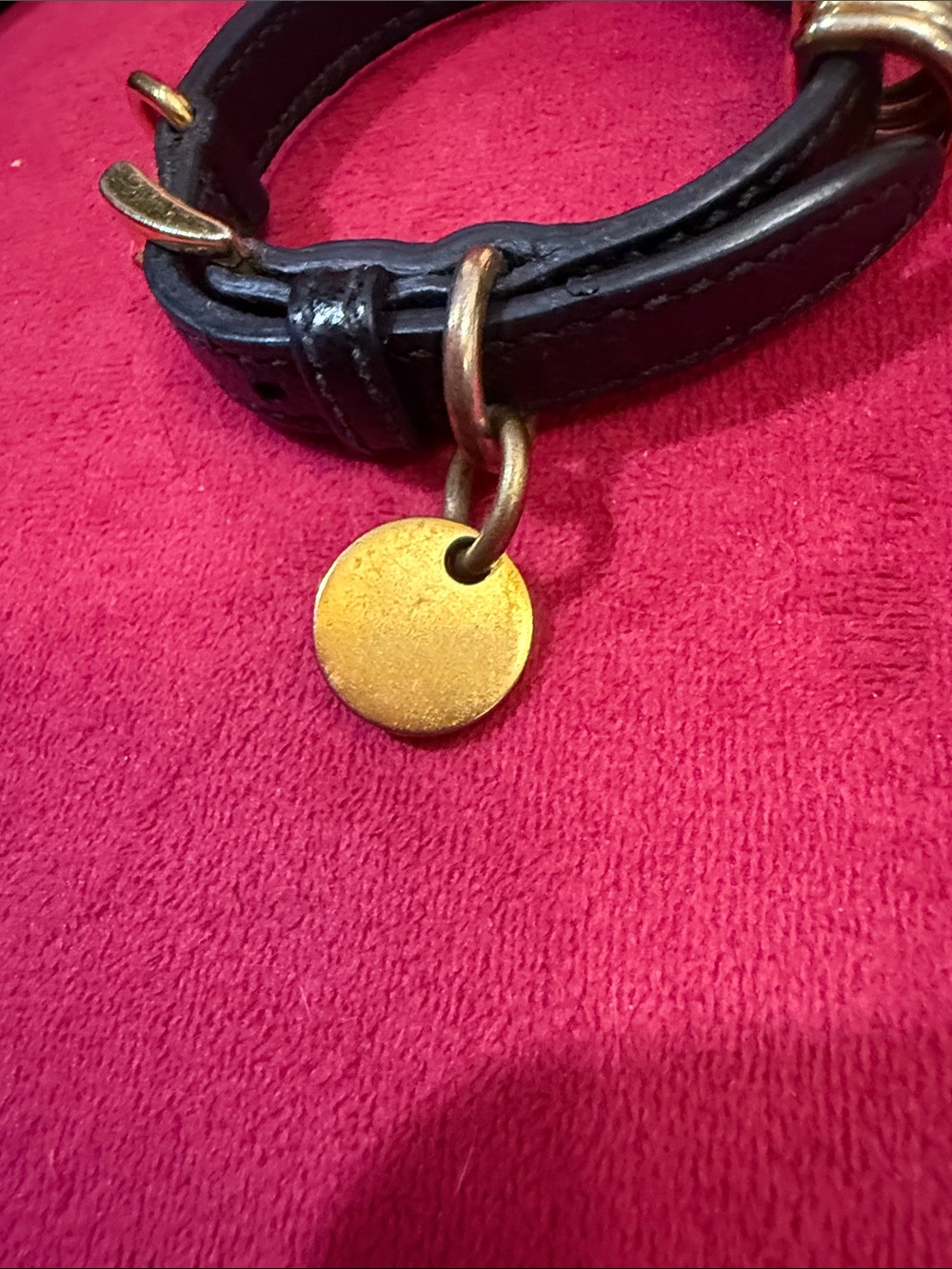 Prada Black Saffiano Leather Bracelet with Gold Disc Charm - Picture 7 of 10